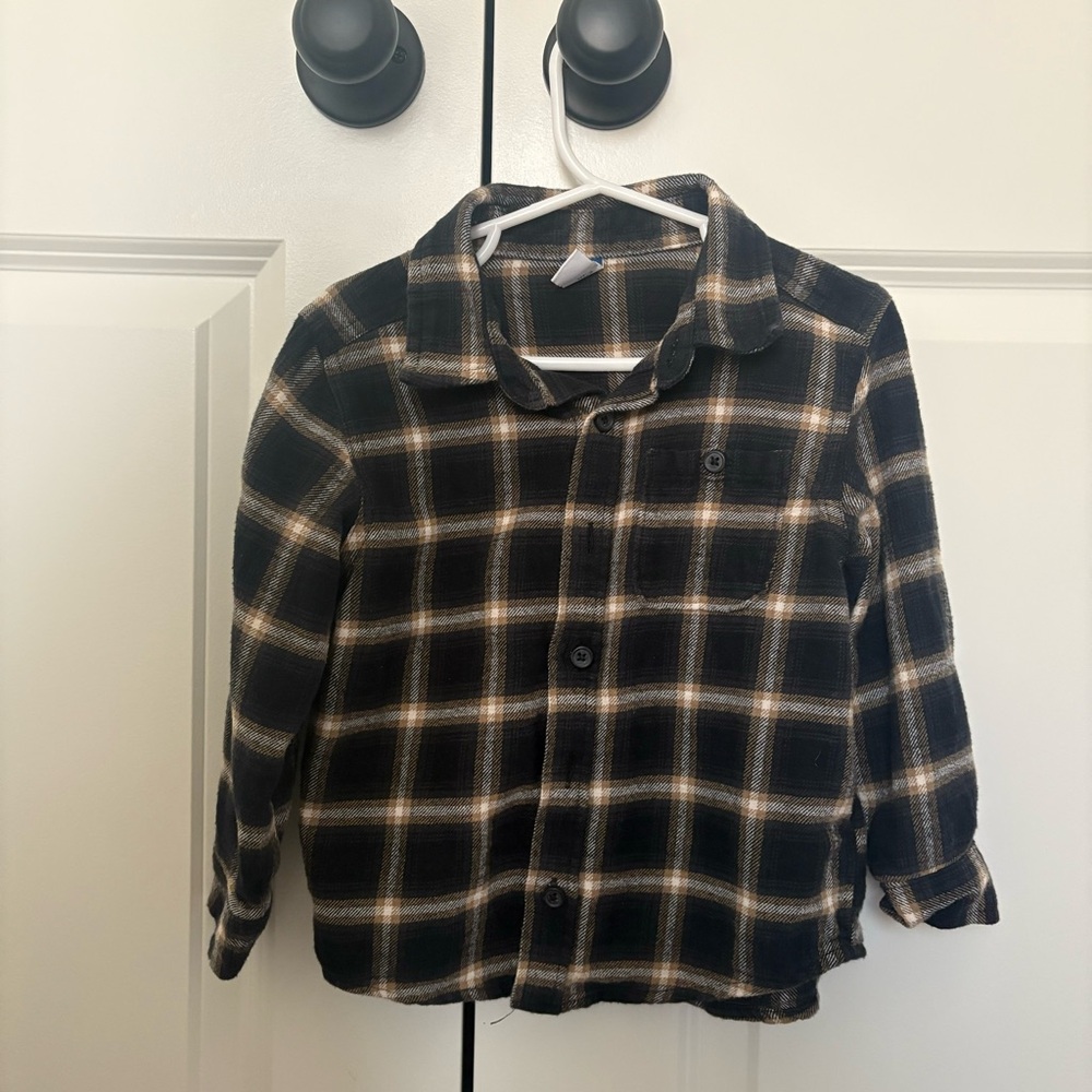 Old Navy Black Plaid Button Down Shirt